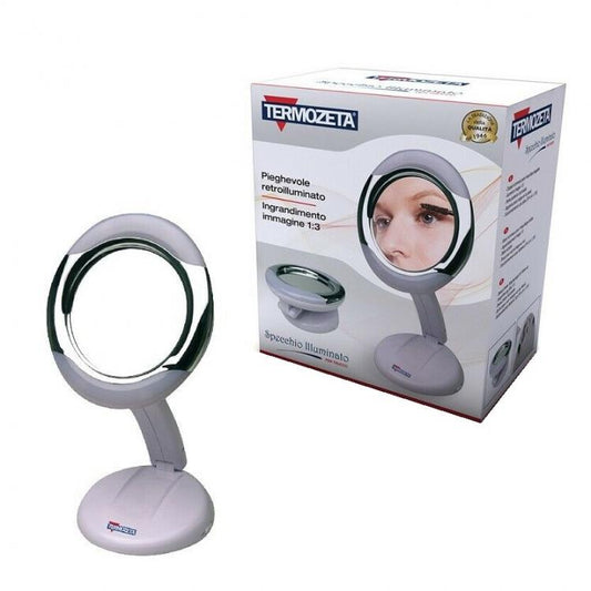 Termozeta - Specchio Luminoso Led Make-Up Pieghevole Trucco Ingrandimento Bianco
