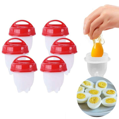 COPPETTE PER 6 UOVA IN CAMICIA BOLLITORE CUOCI SILICONE SODE SGUSCIATE EGG BOIL