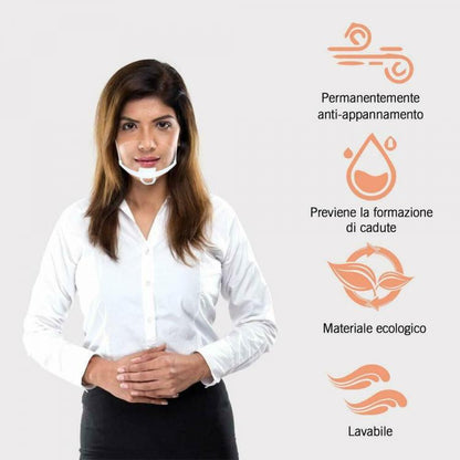 10pz PARASCHIZZI VISO BOCCA E NASO VISIERA TRASPARENTE PER RISTORATORE ANTISPUTO