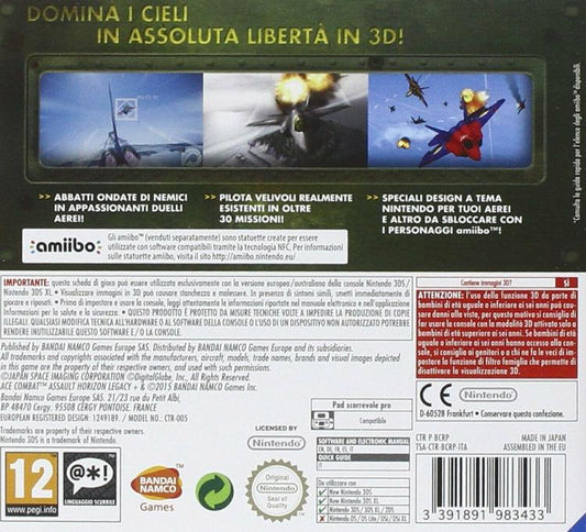 ACE COMBAT ASSAULT HORIZON LEGACY NINTENDO 3DS 2DS GIOCO PAL ITALIANO + DLC