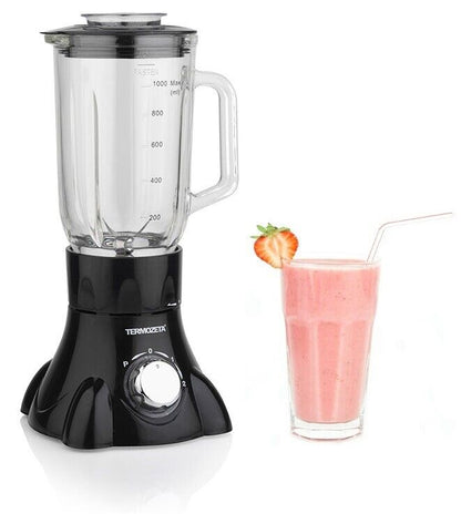 Frullatore Termozeta Glass Nero Caraffa In Vetro 1L 1 Litro 400 W - 2 Velocita'