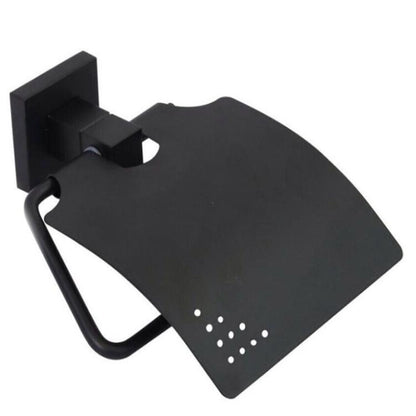 Porta Rotolo Carta Igienica A Muro Parete Con Coperchio Basculante Acciaio Nero