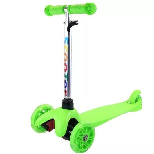 Monopattino 3 Ruote Per Bambino/Bambina Altezza Regolabile Freno e Luci (Verde)