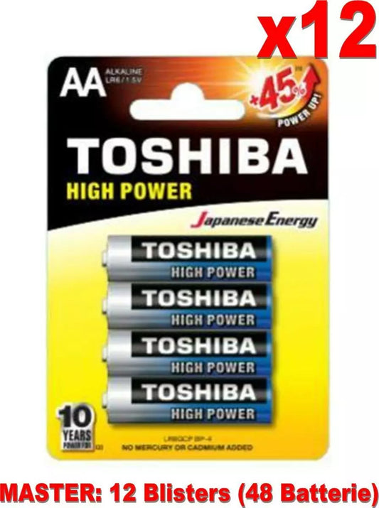 (12 Confezioni) Toshiba Batterie 4pz Stilo Lr6gcp Bp-4 Aa Alcaline Totale 48 Pz