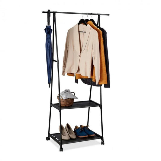 Stender Stand Appendiabiti Attaccapanni con Rotelle a Scaffale Armadio (Nero)