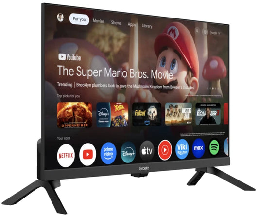 Graetz Smart Tv 24" HD Led Google Tv - DVB-T2-S2-C (220v / 12v Cavo incluso) CI+ - 2 Telecomandi con Funzione Vocale - Ideale per Camper Barca Hotel - GR24G1300