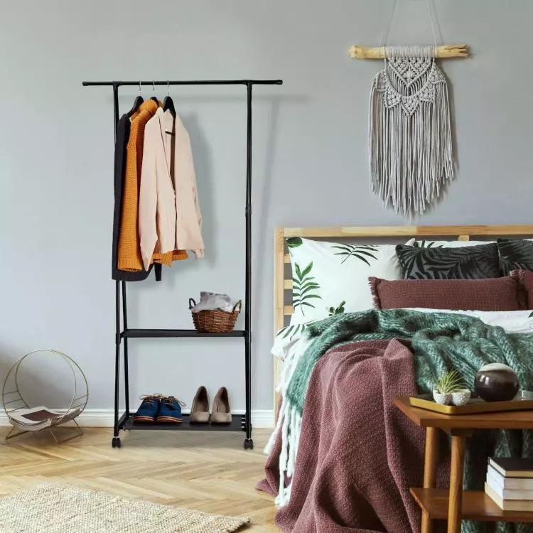 Stender Stand Appendiabiti Attaccapanni con Rotelle a Scaffale Armadio (Nero)