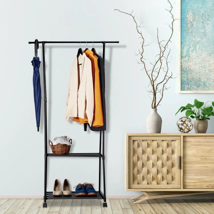 Stender Stand Appendiabiti Attaccapanni con Rotelle a Scaffale Armadio (Nero)