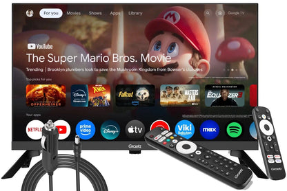 Graetz Smart Tv 24" HD Led Google Tv - DVB-T2-S2-C (220v / 12v Cavo incluso) CI+ - 2 Telecomandi con Funzione Vocale - Ideale per Camper Barca Hotel - GR24G1300