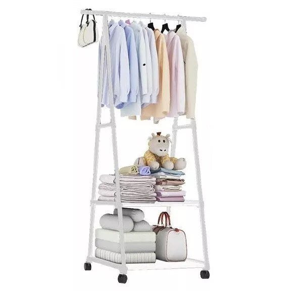 Stender Stand Appendiabiti Attaccapanni con Rotelle a Scaffale Armadio (Bianco)