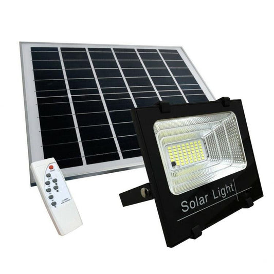 Faro Faretto A Led 200W Smd Con Pannello Solare Sensore Crepuscolare Telecomando