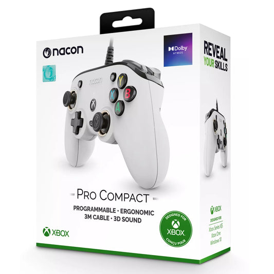 Nacon Pro Compact Controller Xbox Serie X|S One Pc Programmabile Sound (Bianco)