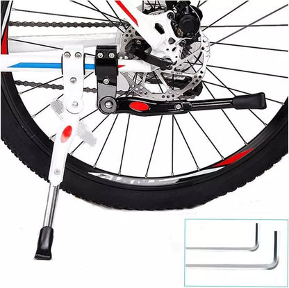 Cavalletto Bici Regolabile Supporto Laterale Mtb Bicicletta 24"/26"/27" (Bianco)