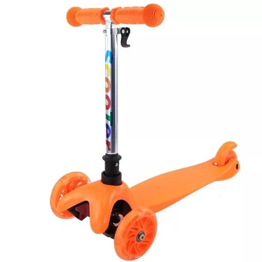 Monopattino 3 Ruote Per Bambino/Bambina Altezza Regolabile Freno Luci (Arancio)