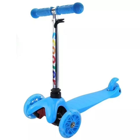 Monopattino 3 Ruote Per Bambino/Bambina Altezza Regolabile Freno e Luci (Blu)