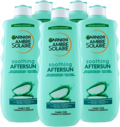 5pz Garnier Ambra Solaire Doposole Latte Idratante Lenitivo Con Aloe Vera 400Ml