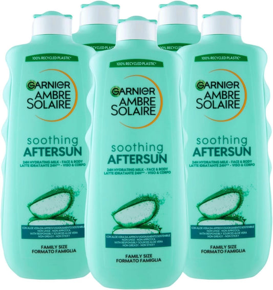 5pz Garnier Ambra Solaire Doposole Latte Idratante Lenitivo Con Aloe Vera 400Ml