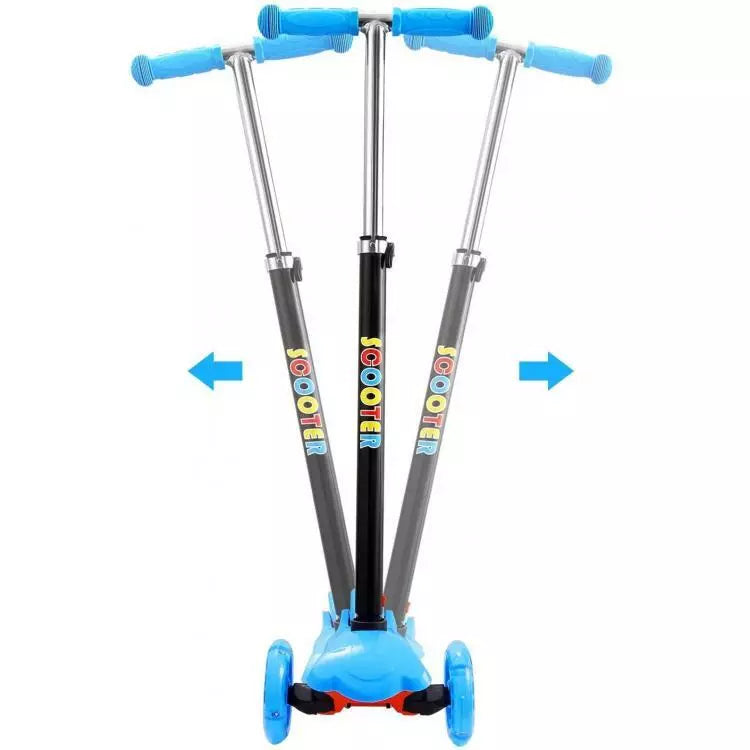 Monopattino 3 Ruote Per Bambino/Bambina Altezza Regolabile Freno e Luci (Blu)