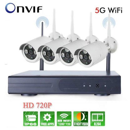 Kit Videosorveglianza Nvr Dvr 4 Telecamere Wifi Wireless Senza Fili Da Cellulare