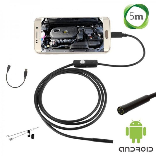 Telecamera Endoscopica Sonda Per Ispezione Usb 5M 6 Led Ip67 Android Pc Notebook