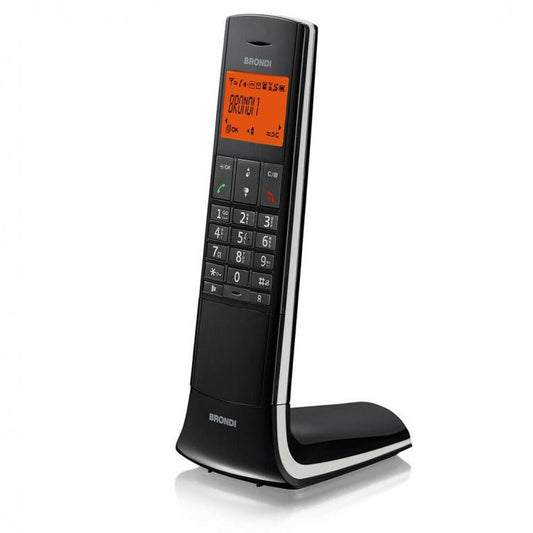 BRONDI LEMURE NERO TELEFONO CORDLESS PORTATILE CON VIVAVOCE SVEGLIA LED TOUCH