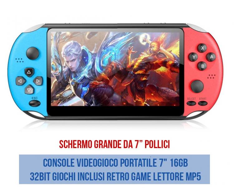 CONSOLE PORTATILE 16GB STATION DISPLAY 7" POLLICI 32 BIT GIOCHI VIDEOGIOCO MP5