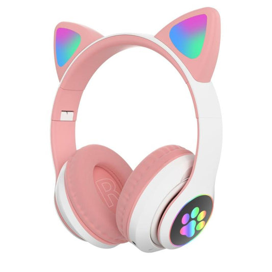 Cuffie Bluetooth Wireless Gaming Auricolare Led Orecchie Gatto Iphone Smartphone
