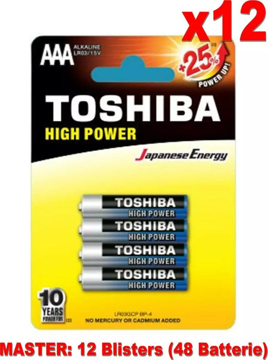 (12 Confezioni) Toshiba Batterie 4pz Ministilo Lr03gcp Bp-4 Aaa Alcaline Stilo