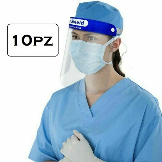 10 Visiera Protettiva Trasparente Integrale Viso Protezione Paraschizzi Da Testa
