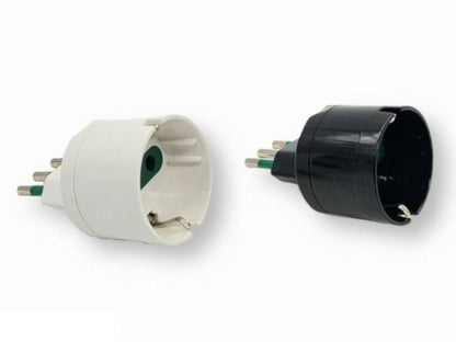 5pz ADATTATORE SPINA PICCOLA 10A S11 CON PRESA SHUKO BIANCO ITALIA 1500W |XC5038