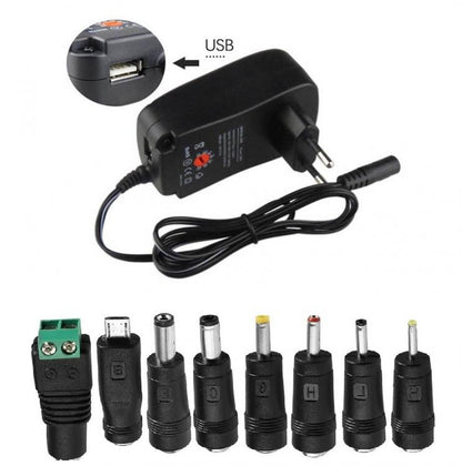 ALIMENTATORE UNIVERSALE CARICABATTERIE PC NOTEBOOK 30W 3v-4.5v-6v-7.5v-9-12v USB