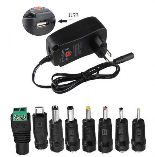 ALIMENTATORE UNIVERSALE CARICABATTERIE PC NOTEBOOK 30W 3v-4.5v-6v-7.5v-9-12v USB