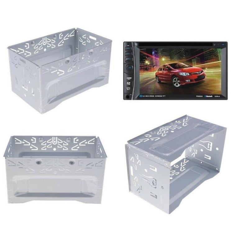 CARRELLO SLITTA GABBIA SUPPORTO AUTORADIO 2 DIN UNIVERSALE ALLUMINIO STEREO AUTO