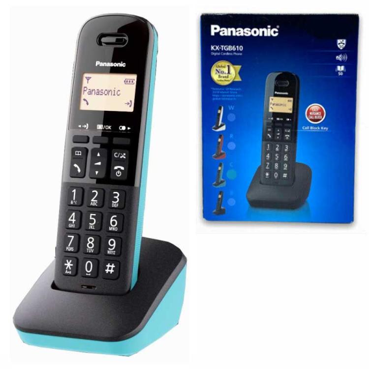 Panasonic Telefono Cordless Display Illuminato Portatile Kx-Tgb610Jtb Nero Blu