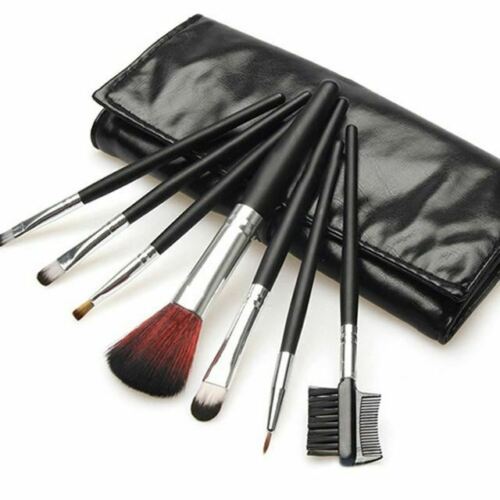 Kit Set 7 Pennelli Trucco Viso Make Up Professional Ombretto Fondotinta Astuccio