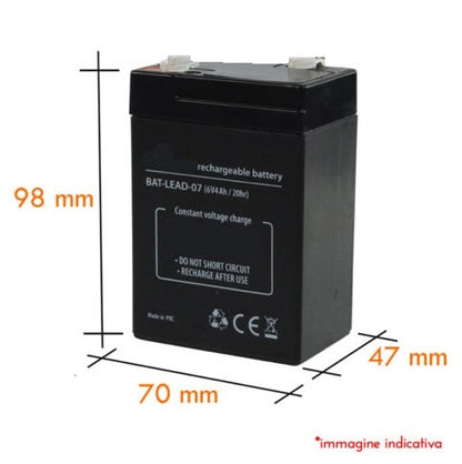 Trustech Batteria Ermetica Piombo 6V 4Ah 4,5Ah Ricaricabile Acido Auto Pegperego