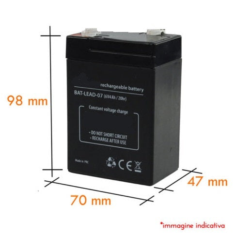 Trustech Batteria Ermetica Piombo 6V 4Ah 4,5Ah Ricaricabile Acido Auto Pegperego