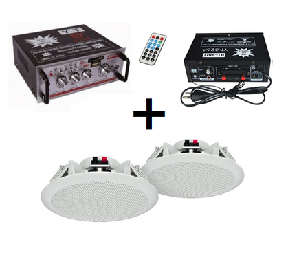 Kit 2 Cassa Altoparlante Diffusore Acustico Da Soffitto Incasso + Amplificatore