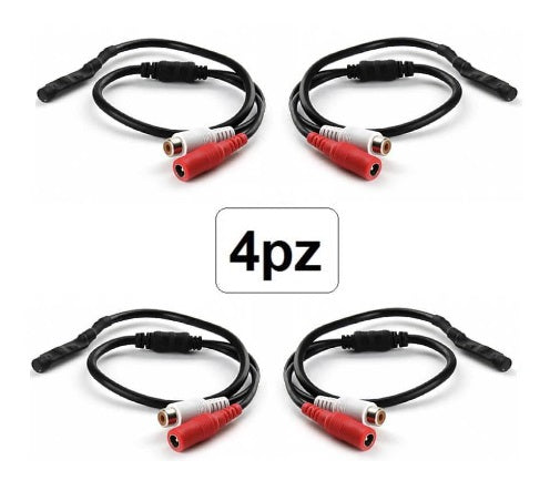 Kit 4 Mini Microfono Esterno Per Telecamera Dvr Videosorveglianza Monitor Audio