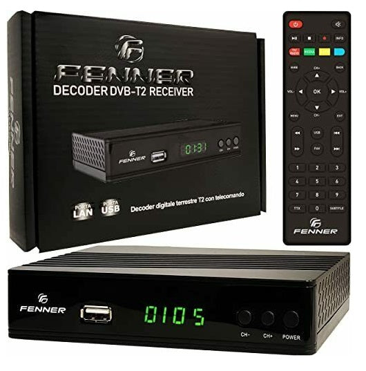 Fenner Decoder Digitale Terrestre Tv Full Hd Dvb-T2/Hevc Usb 2.0 Hdmi Led Fn-Gx2