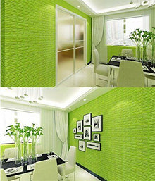 ADESIVO CARTA DA PARATO 3D EFFETTO MATTONI PANNELLO SPUGNA PARETI 70X77CM VERDE