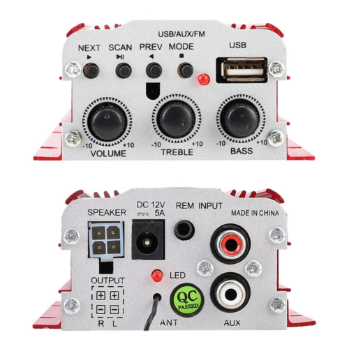 Mini Amplificatore Stereo Audio 500W 2Ch 12V Dc Usb Sd Fm Telecomando Ma700-Bt