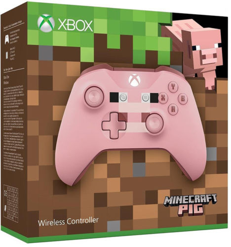 CONTROLLER WIRELESS XBOX ONE S MINECRAFT PIG ROSA PC MICROSOFT NUOVO SENZA FILI