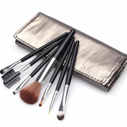 Kit Set 7 Pennelli Trucco Viso Make Up Professional Ombretto Fondotinta Astuccio