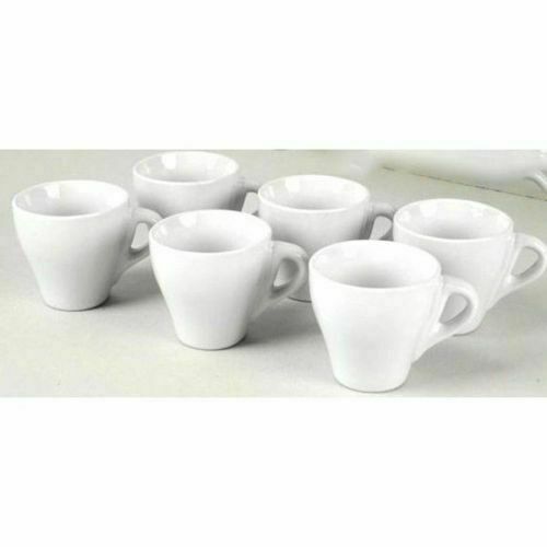 Set 6 Pezzi Tazzine Tazze Da Caffè Bianche Ceramica Espresso Colazione Bar 6X7Cm
