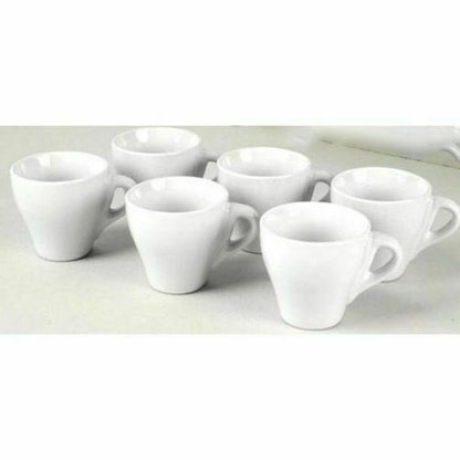 Set 6 Pezzi Tazzine Tazze Da Caffè Bianche Ceramica Espresso Colazione Bar 6X7Cm