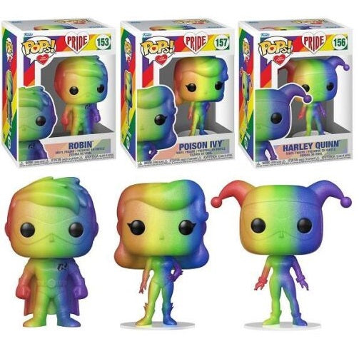 Funko Pop ! Dc Heroes Pride Set Completo Da 3 Robin - Poison Ivy - Harley Quinn
