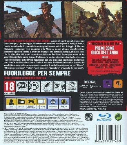 Red Dead Redemption Goty Edition Ps3 Videogioco Play Station 3 Gioco Italiano