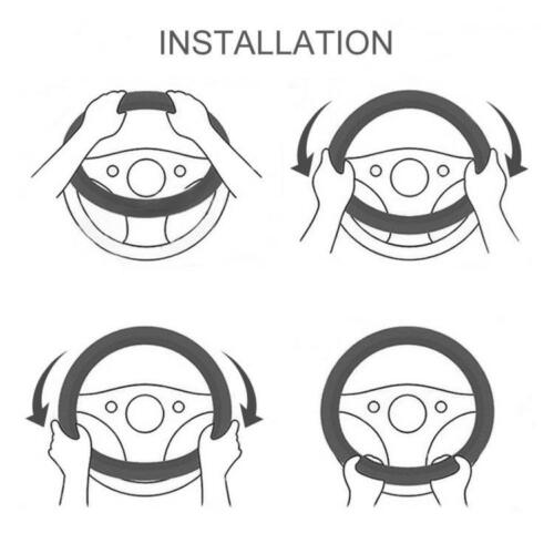 COPRIVOLANTE NERO CON ROSE AUTO UNIVERSALE FODERA VOLANTE STERZO TUNING 37-39