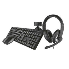 Kit Trust 4 In 1 Tastiera Mouse Webcam Cuffie Qoby Home Office Set Completo